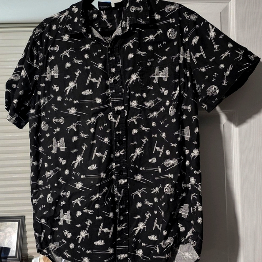 Men's Black Star Wars Patterned Shirt